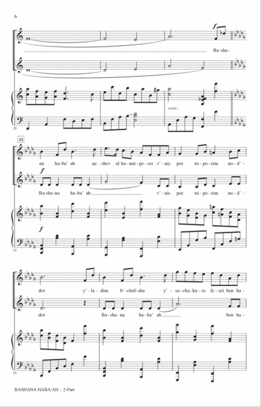Bashana Haba'ah (arr. John Leavitt) 2-Part scores gallery preview page 4