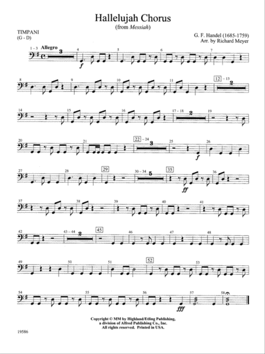 Hallelujah Chorus from Messiah: Timpani Full Orchestra scores gallery preview page 1