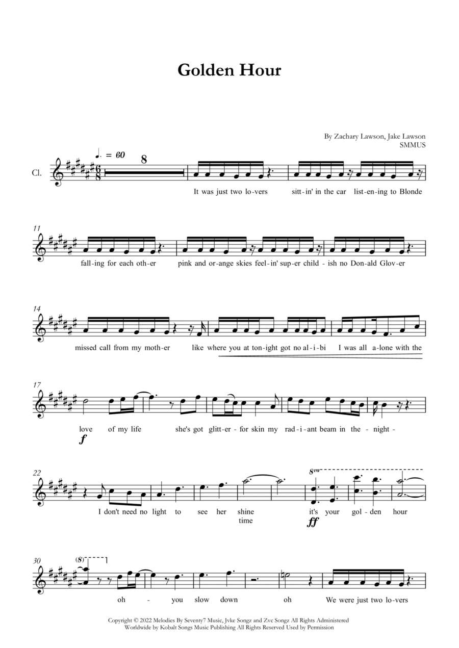 Golden Hour B-Flat Clarinet scores gallery preview page 1