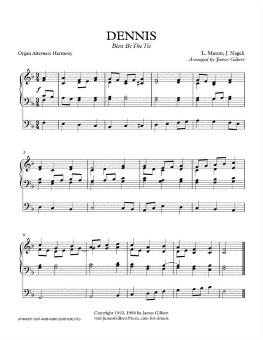 DENNIS (Blest Be The Tie That Binds) Organ Solo scores gallery preview page 1