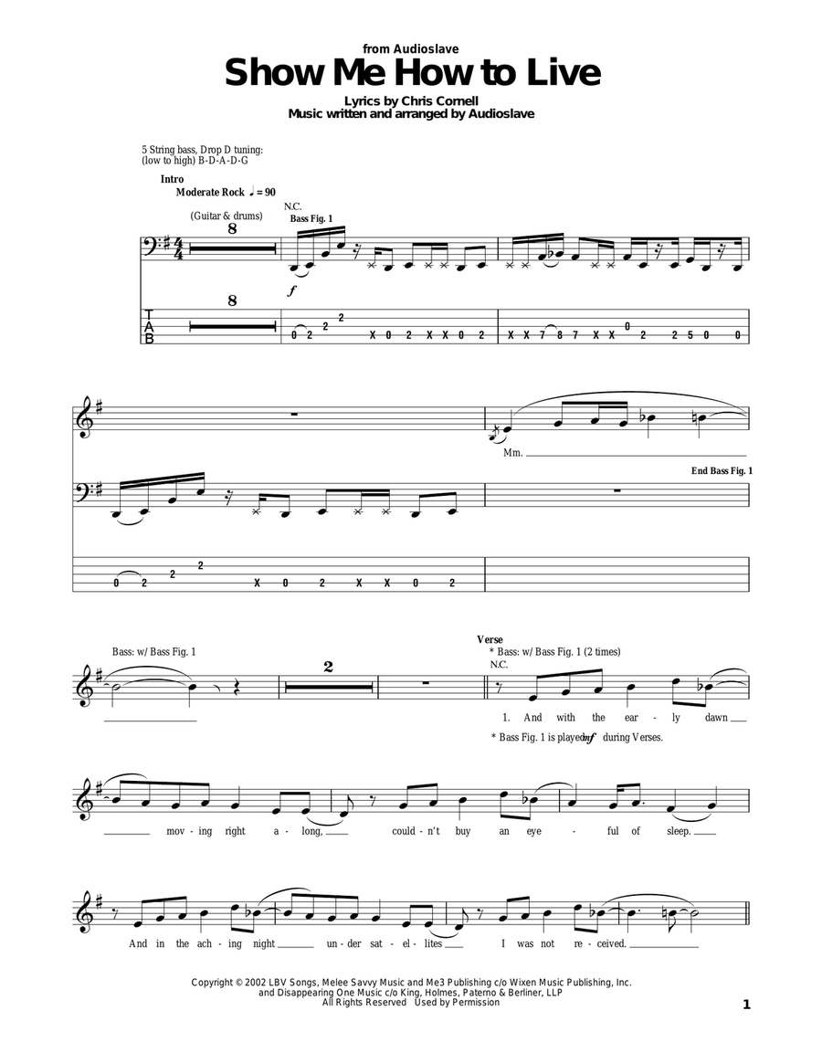 Show Me How To Live Acoustic Guitar scores gallery preview page 1