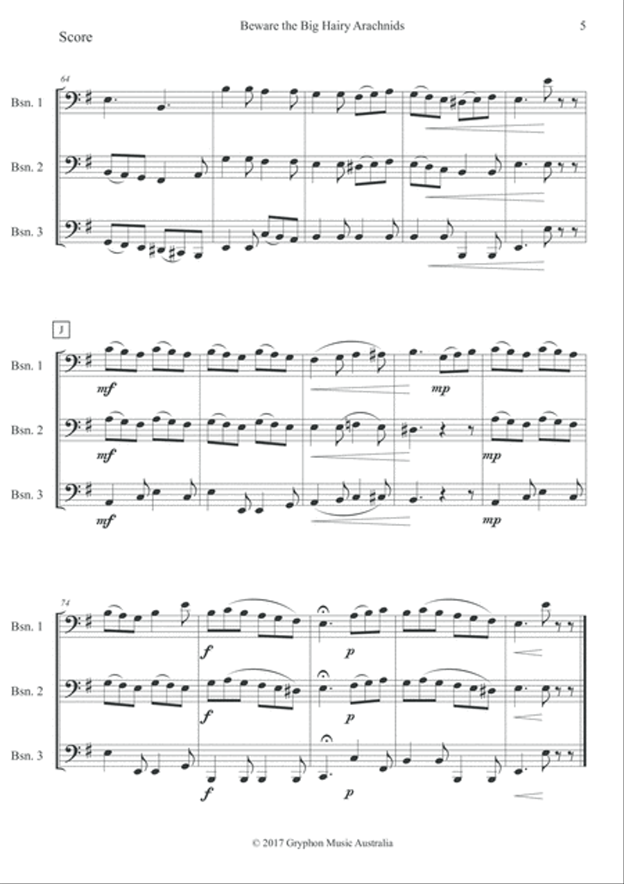 Beware the Big Hairy Arachnids for Bassoon Trio Woodwind Trio scores gallery preview page 6