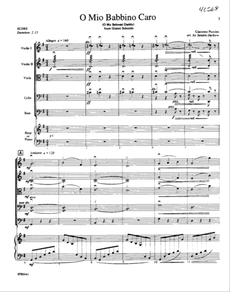 Gianni Schicchi: O Mio Babbino Caro Orchestra scores gallery preview page 2