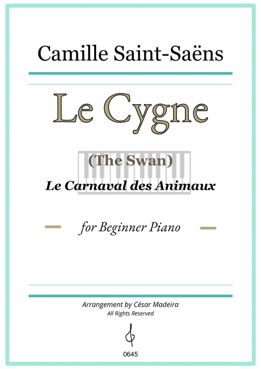 The Swan (Le Cygne) by Saint-Saens - Easy Piano - W/Chords (Full Score) image number null