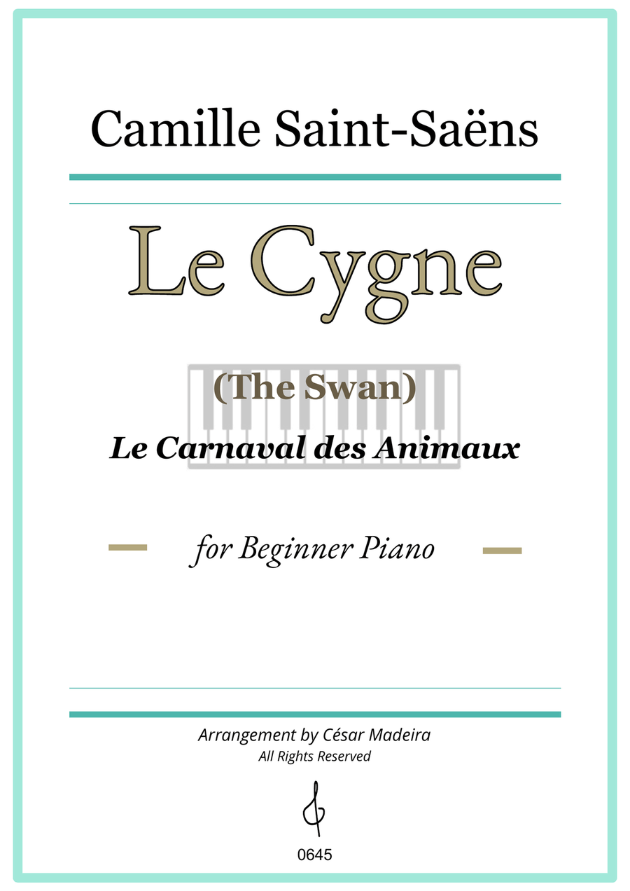 The Swan (Le Cygne) by Saint-Saens - Easy Piano - W/Chords (Full Score) Easy Piano scores gallery preview page 1