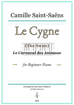 The Swan (Le Cygne) by Saint-Saens - Easy Piano - W/Chords (Full Score)