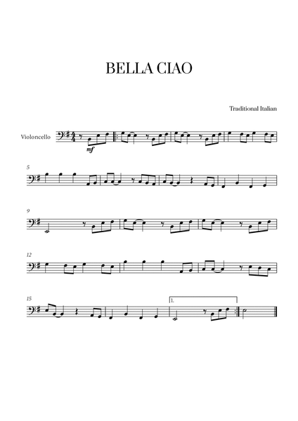 Bella Ciao for Cello Solo image number null