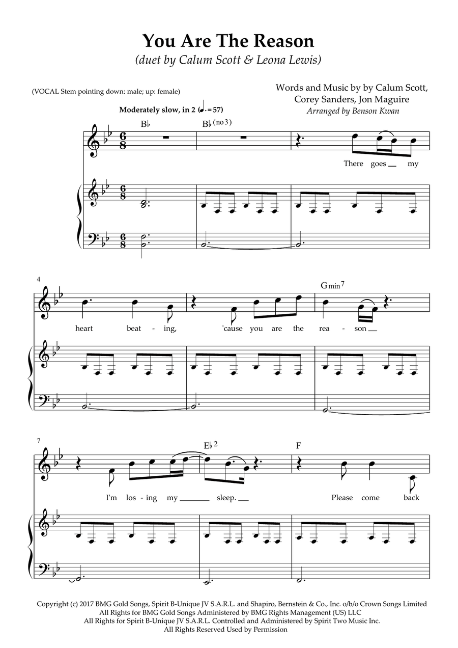 You Are The Reason Piano scores gallery preview page 1