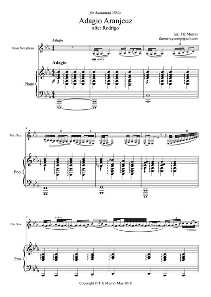 Adagio Aranjeuz - Tenor Saxophone & Piano image number null