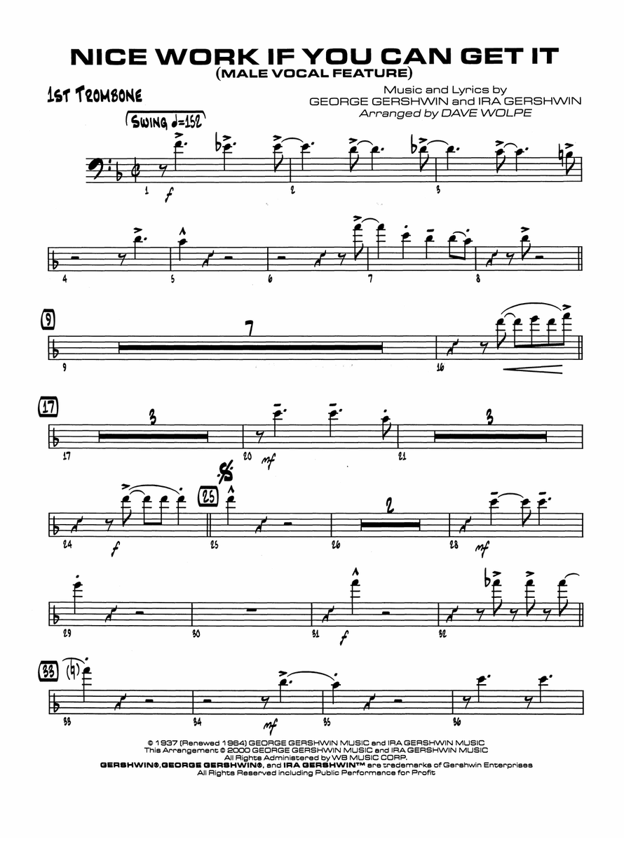 Nice Work If You Can Get It: 1st Trombone