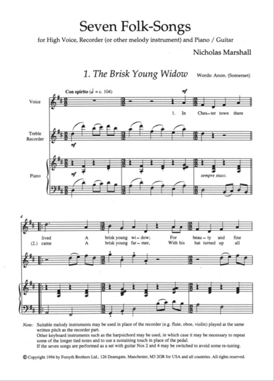 Seven Folk Songs Piano, Vocal, Guitar scores gallery preview page 2