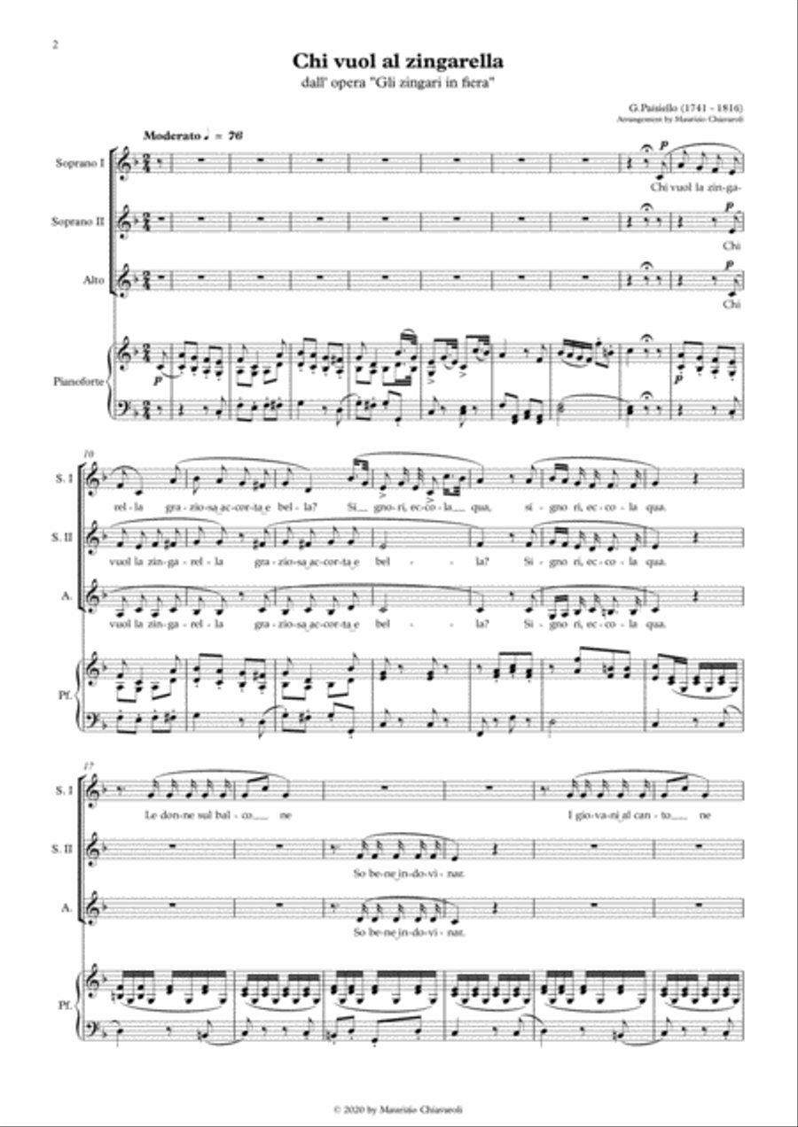 Chi vuol la zingarella (Choral version) SSA scores gallery preview page 2
