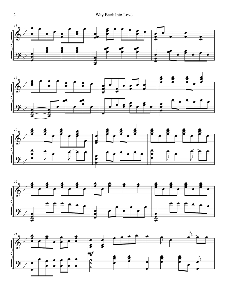 Way Back Into Love Piano Solo scores gallery preview page 2