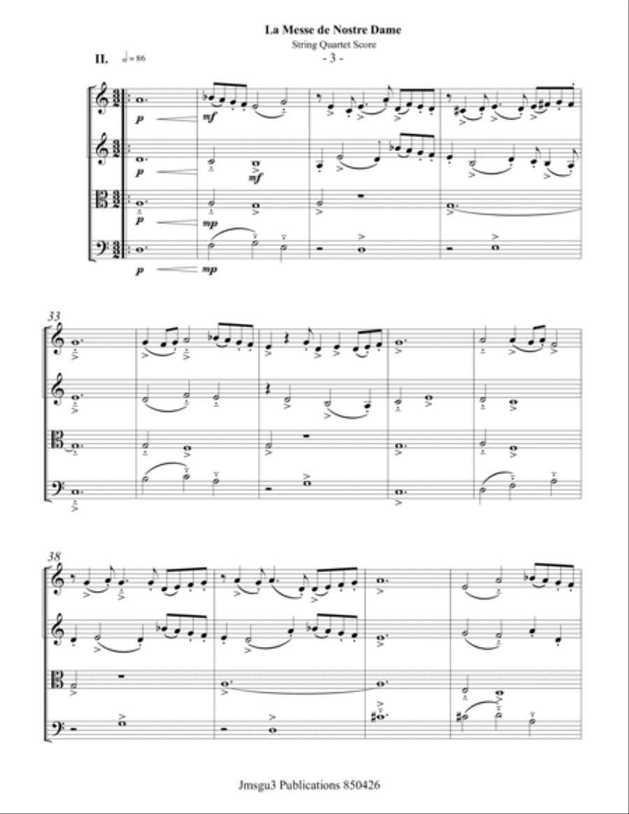 Machaut: La Messe de Nostre Dame for String Quartet String Quartet scores gallery preview page 3