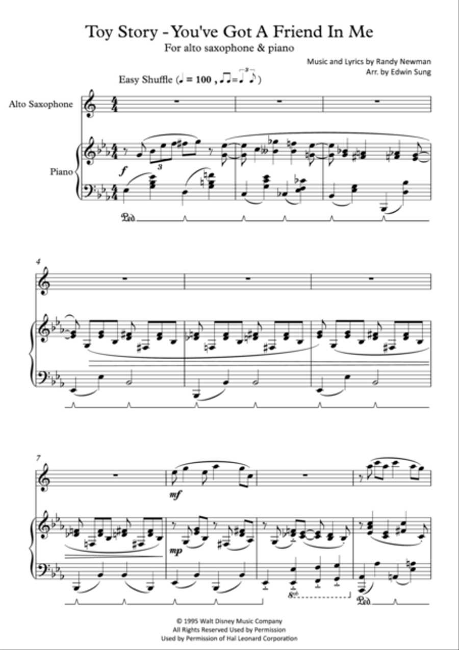 You've Got A Friend In Me Alto Saxophone scores gallery preview page 1