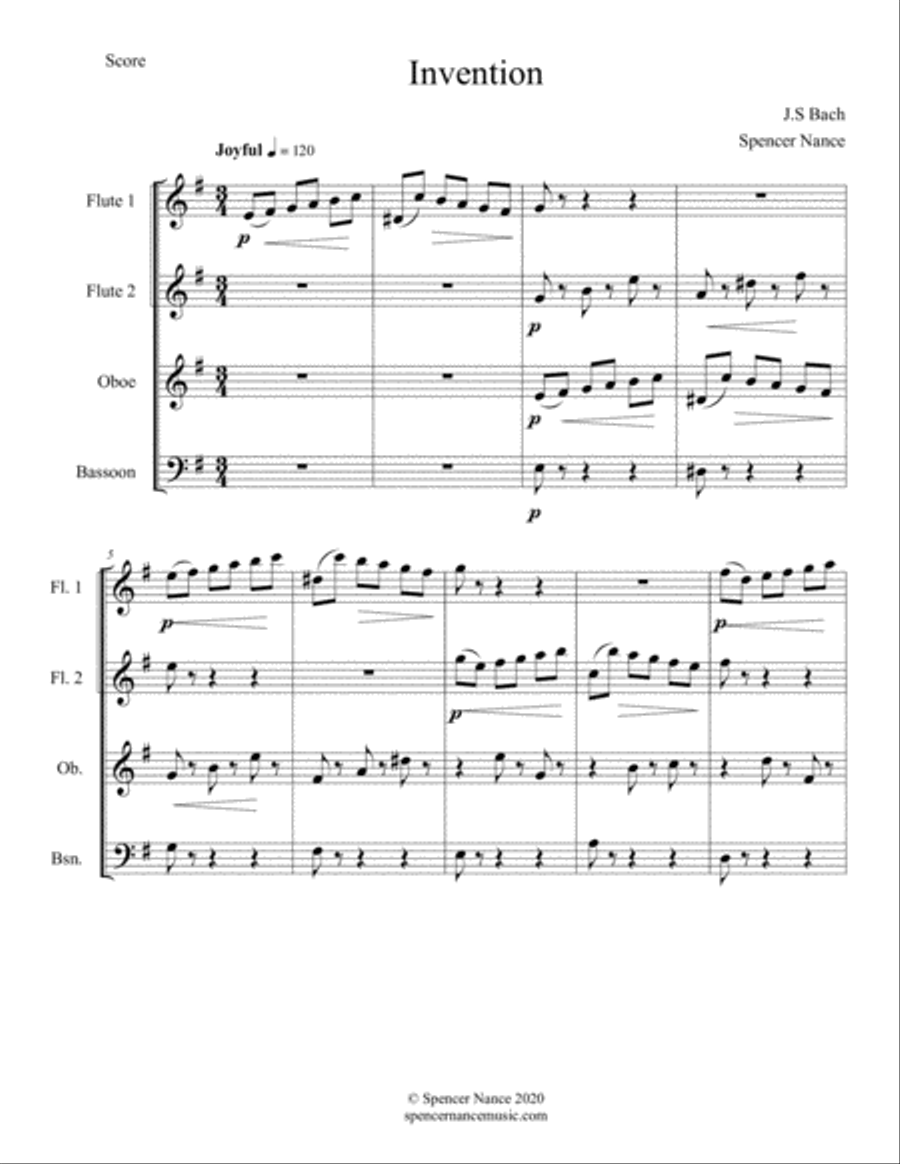 Invention Woodwind Quartet scores gallery preview page 1