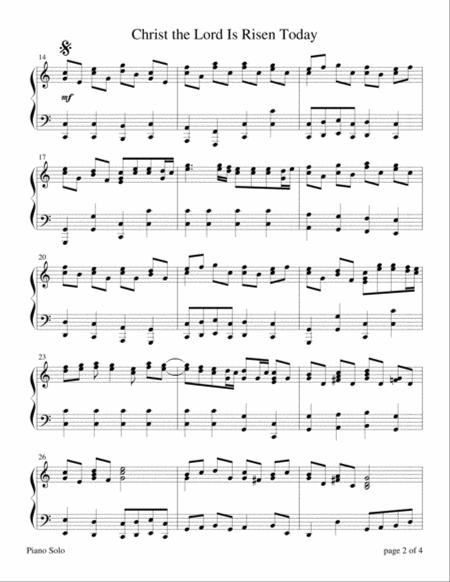 The Four Seasons Hymn Medleys: Christ the Lord Is Risen Today Piano Solo scores gallery preview page 2
