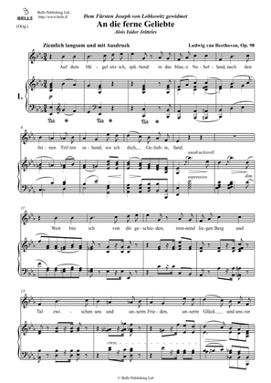 Book cover for An die ferne Geliebte, Op. 98 (Original key. E-flat Major)