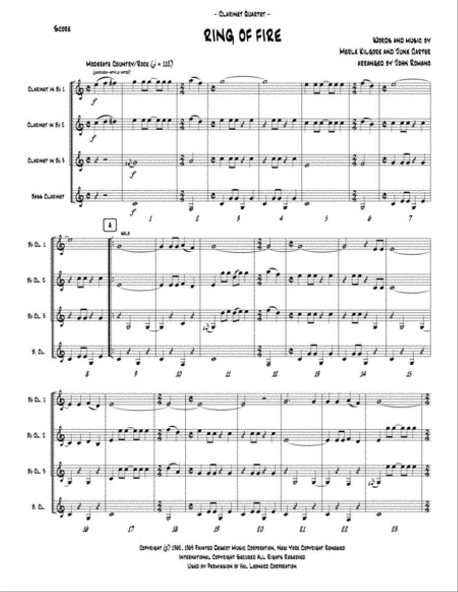 Ring Of Fire Woodwind Quartet scores gallery preview page 1