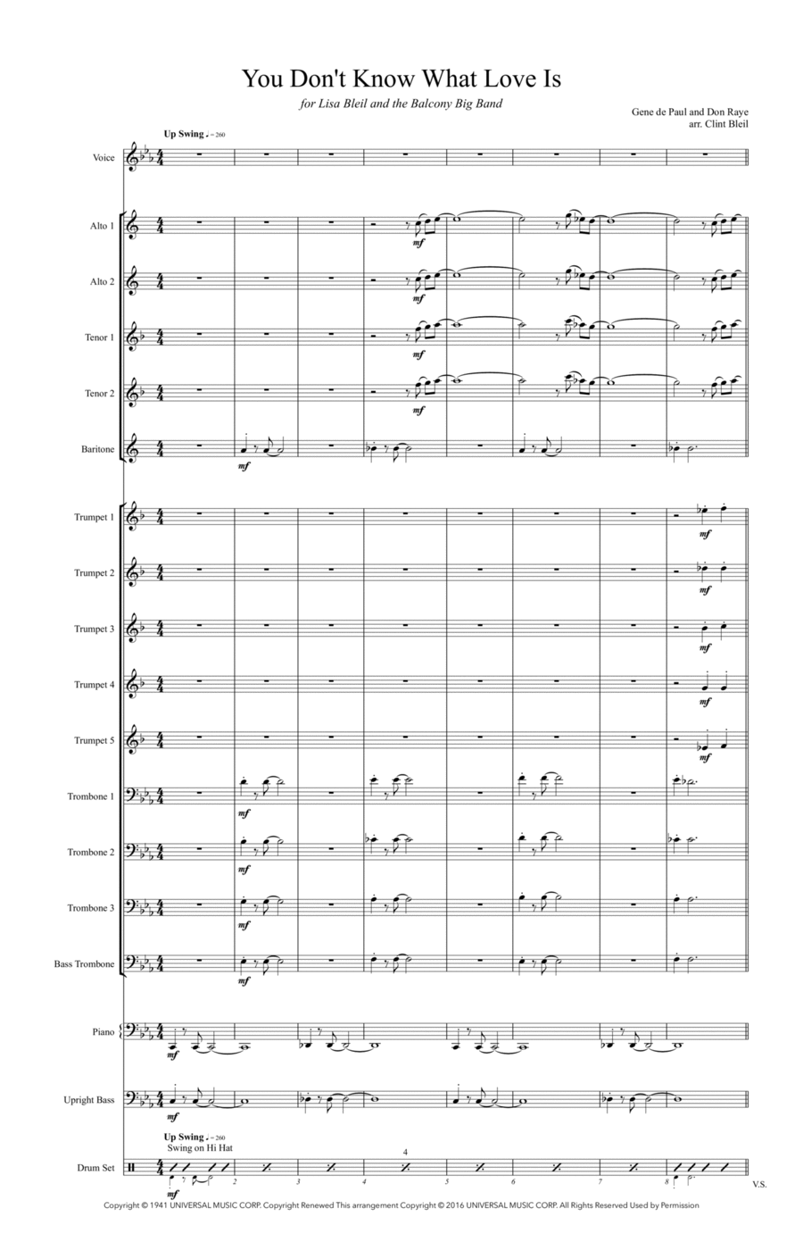 You Don't Know What Love Is Jazz Ensemble scores gallery preview page 1