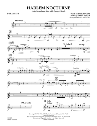 Book cover for Harlem Nocturne (Alto Sax Solo with Band) - Bb Clarinet 1