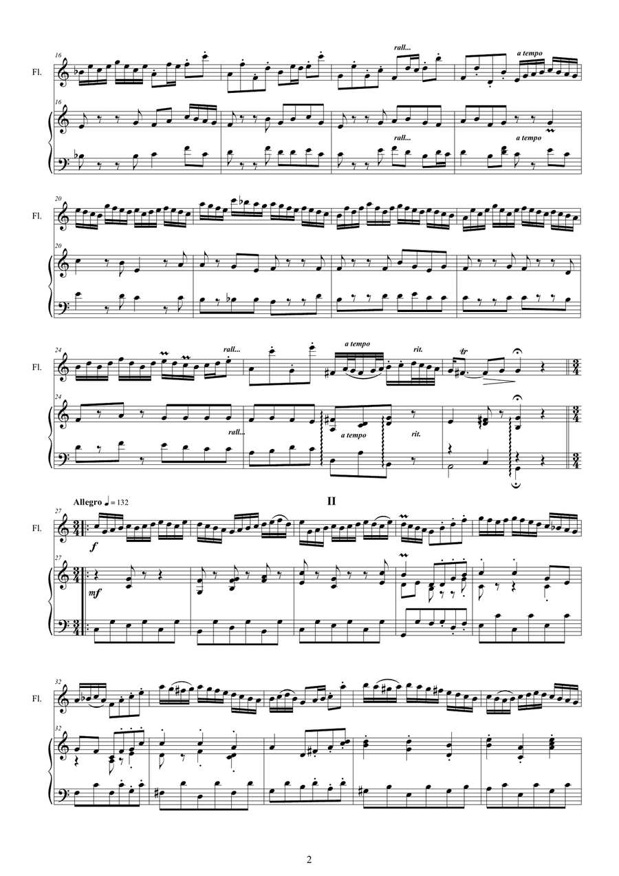 Bach - Flute Sonata in C major BWV 1033 for Flute and Harpsichord or Piano Flute scores gallery preview page 2