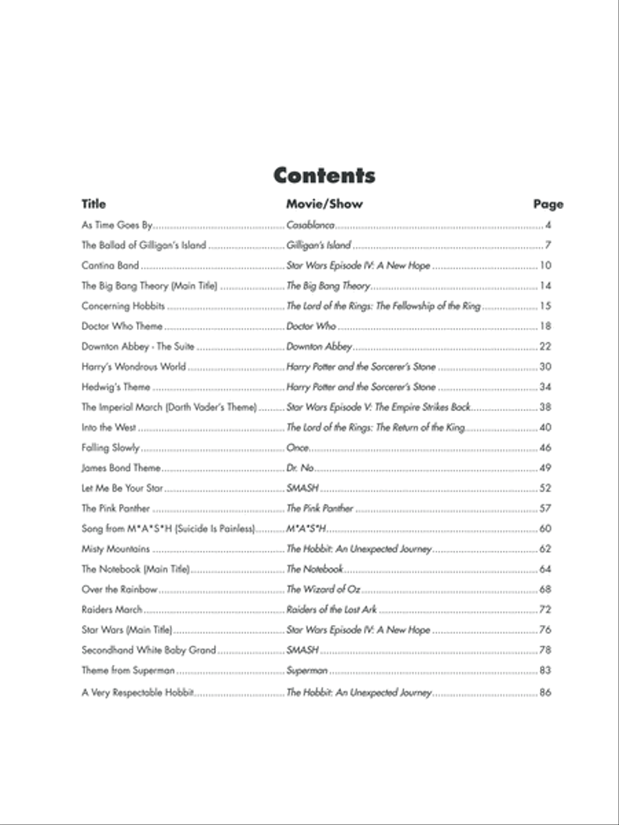 Top-Requested Movie & TV Sheet Music Easy Piano scores gallery preview page 2