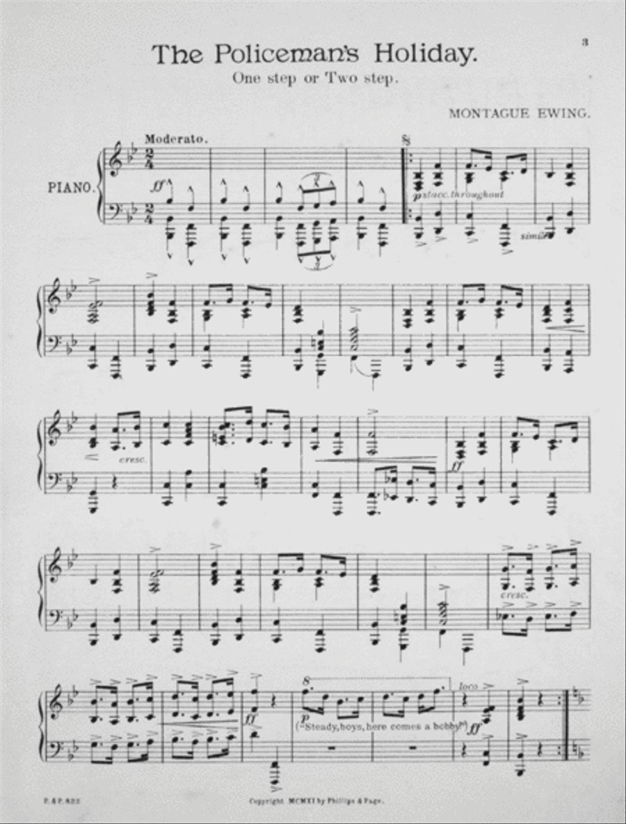 The Policeman's Holiday. 1 or 2 Step Piano Solo scores gallery preview page 2