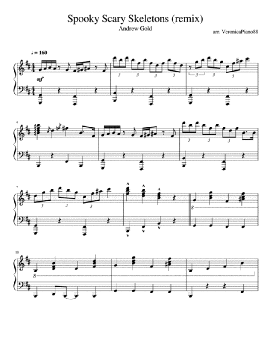 Spooky Scary Skeletons Spooky Scary Skeletons Piano Solo scores gallery preview page 1