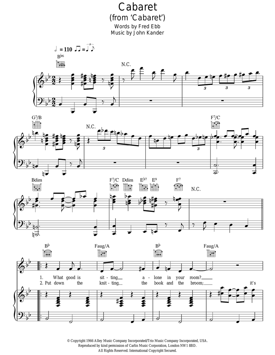 Cabaret by Liza Minnelli - Piano, Vocal - Digital Sheet Music | Sheet Music  Plus