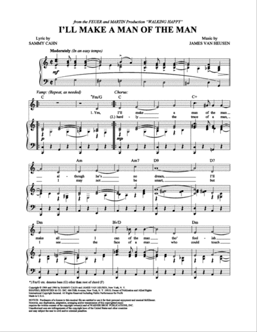 I'll Make a Man of the Man Piano, Vocal, Guitar scores gallery preview page 1