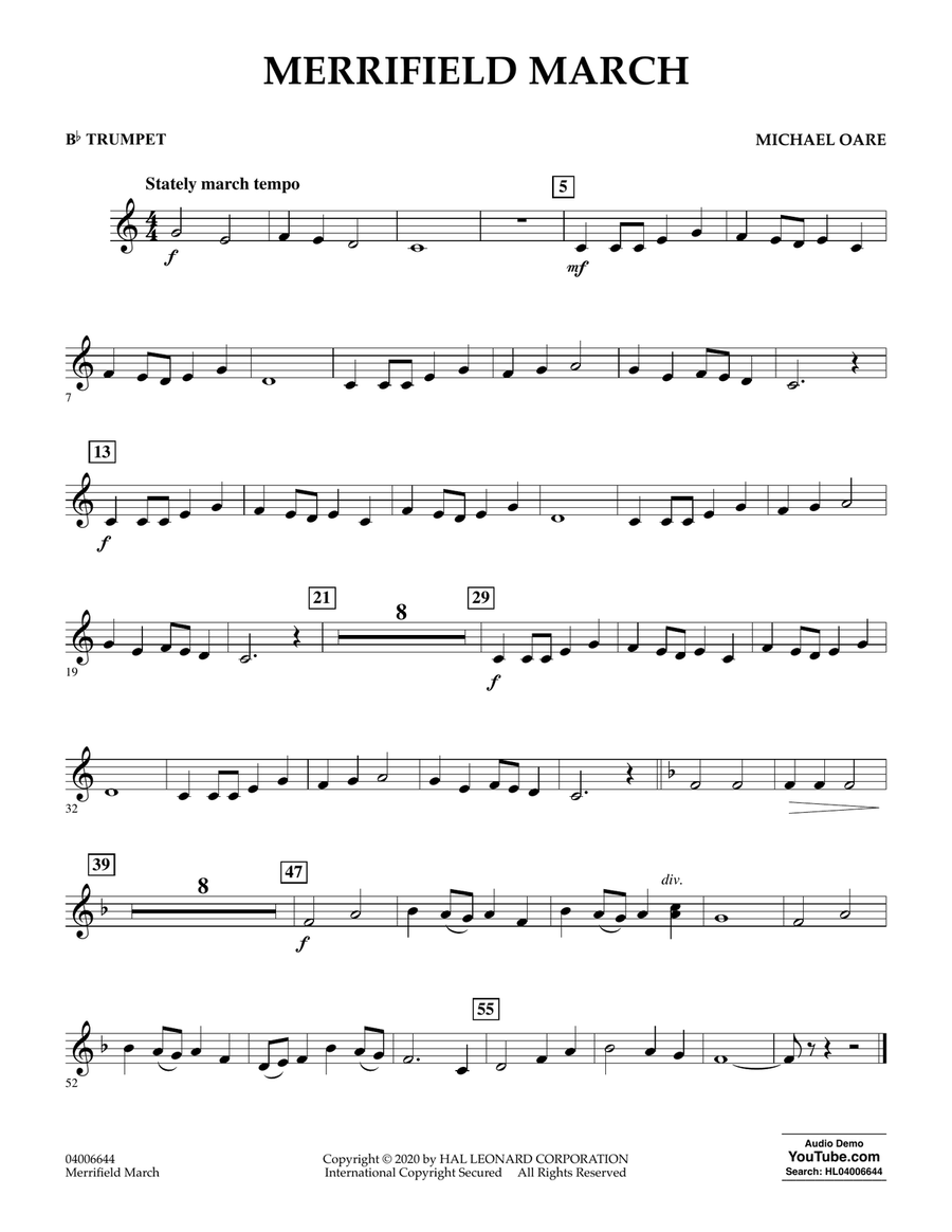 Merrifield March - Bb Trumpet Concert Band scores gallery preview page 1