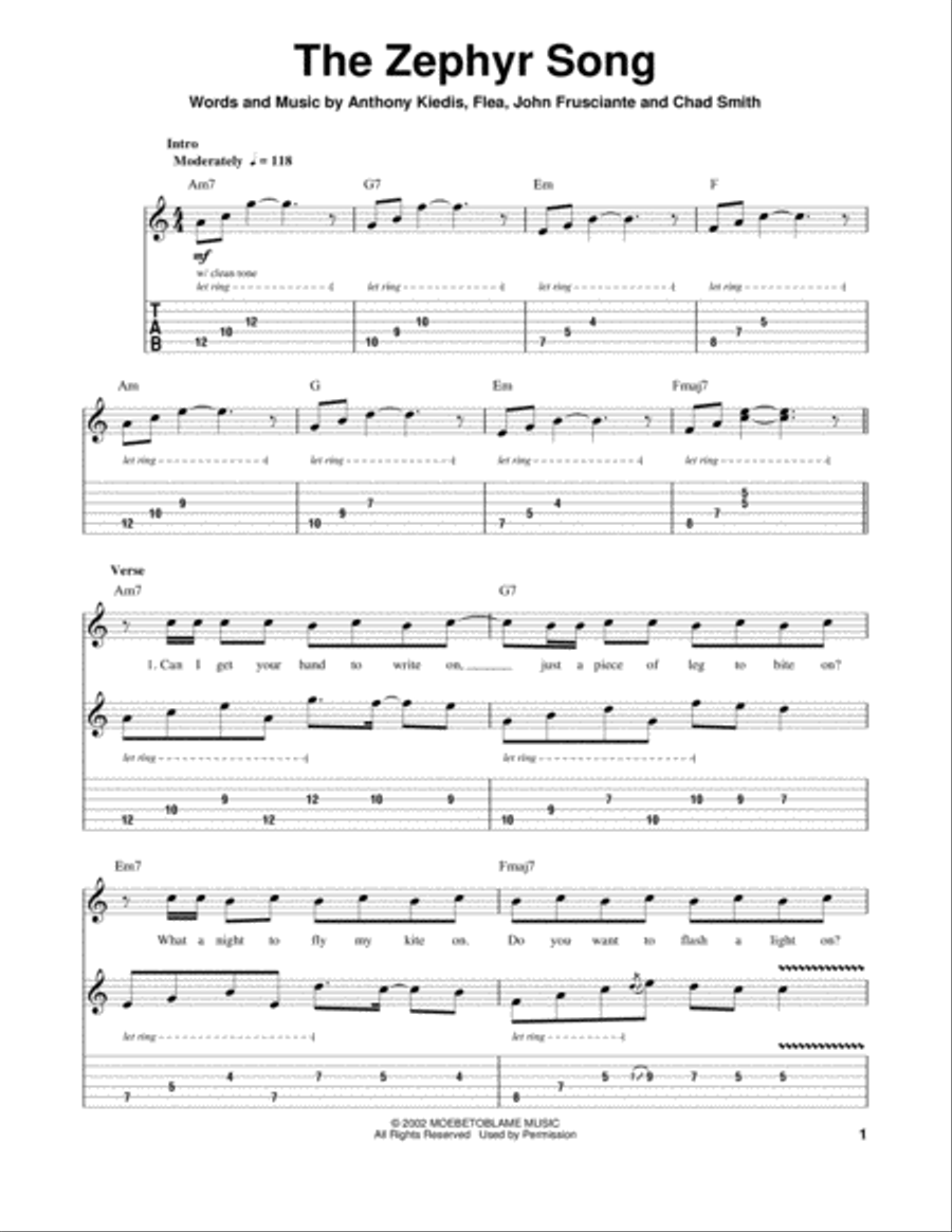 The Zephyr Song Electric Guitar scores gallery preview page 1