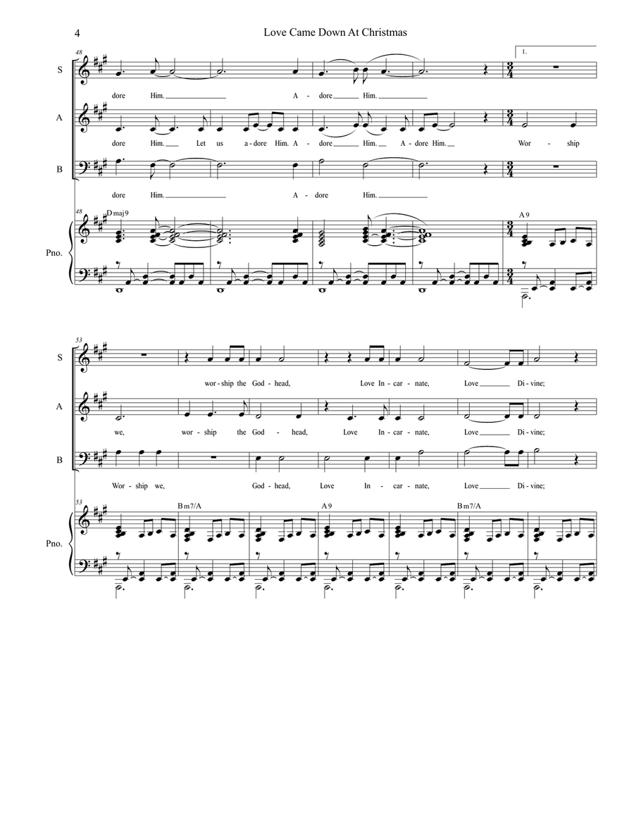 Love Came Down At Christmas (SAB) 3-Part scores gallery preview page 4