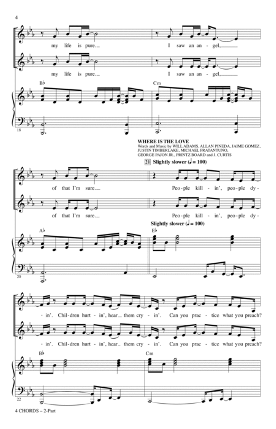 4 Chords (A Choral Medley) 2-Part scores gallery preview page 3