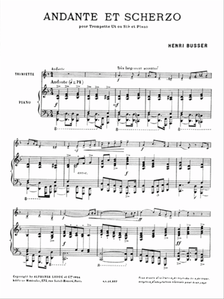 Andante And Scherzo, Op. 44 (trumpet And Piano) Trumpet Solo scores gallery preview page 2