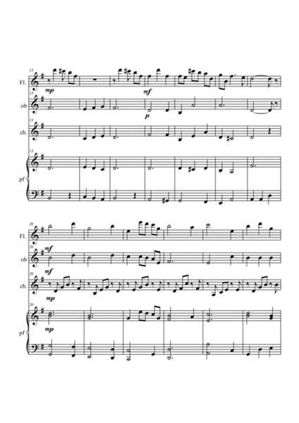 Intermezzo from "Cavalleria Rusticana". Flute, oboe, guitar and piano. image number null