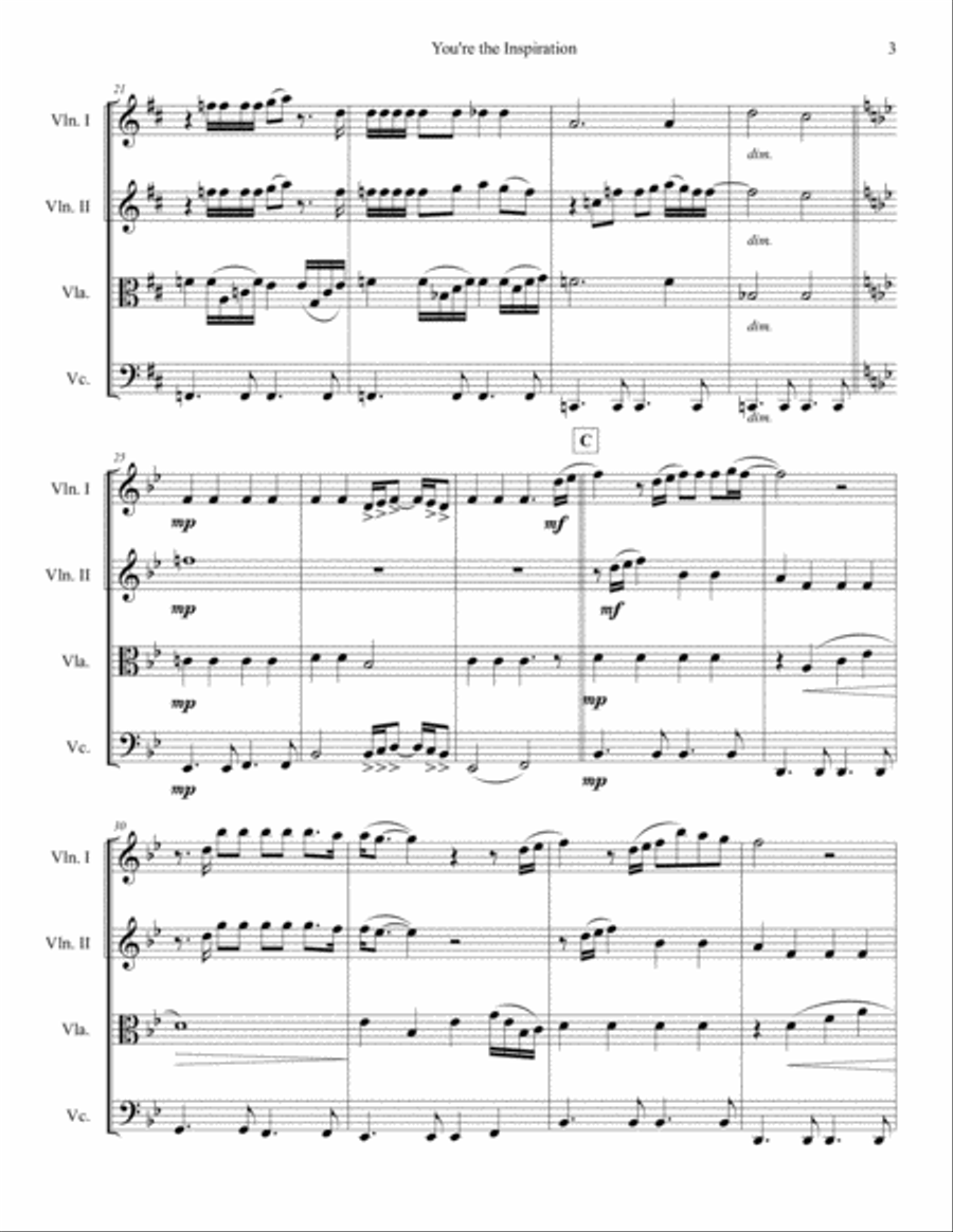 You're The Inspiration You're The Inspiration String Quartet scores gallery preview page 3