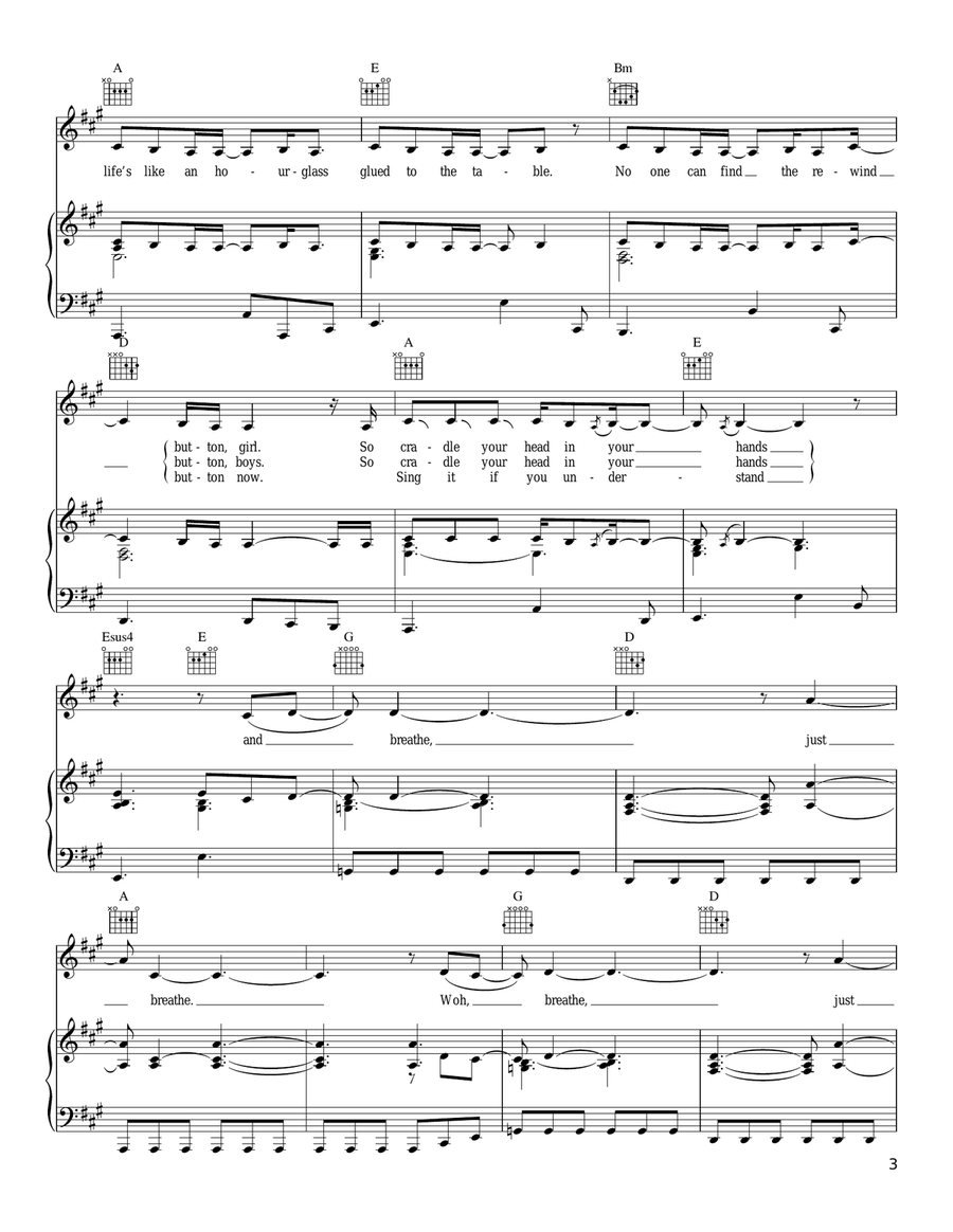 Breathe (2 AM) Piano, Vocal, Guitar scores gallery preview page 3