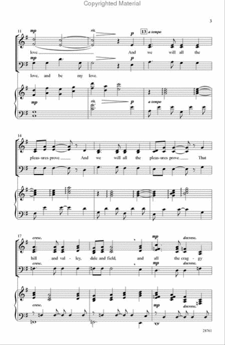 Come Live with Me and Be My Love 3-Part scores gallery preview page 3