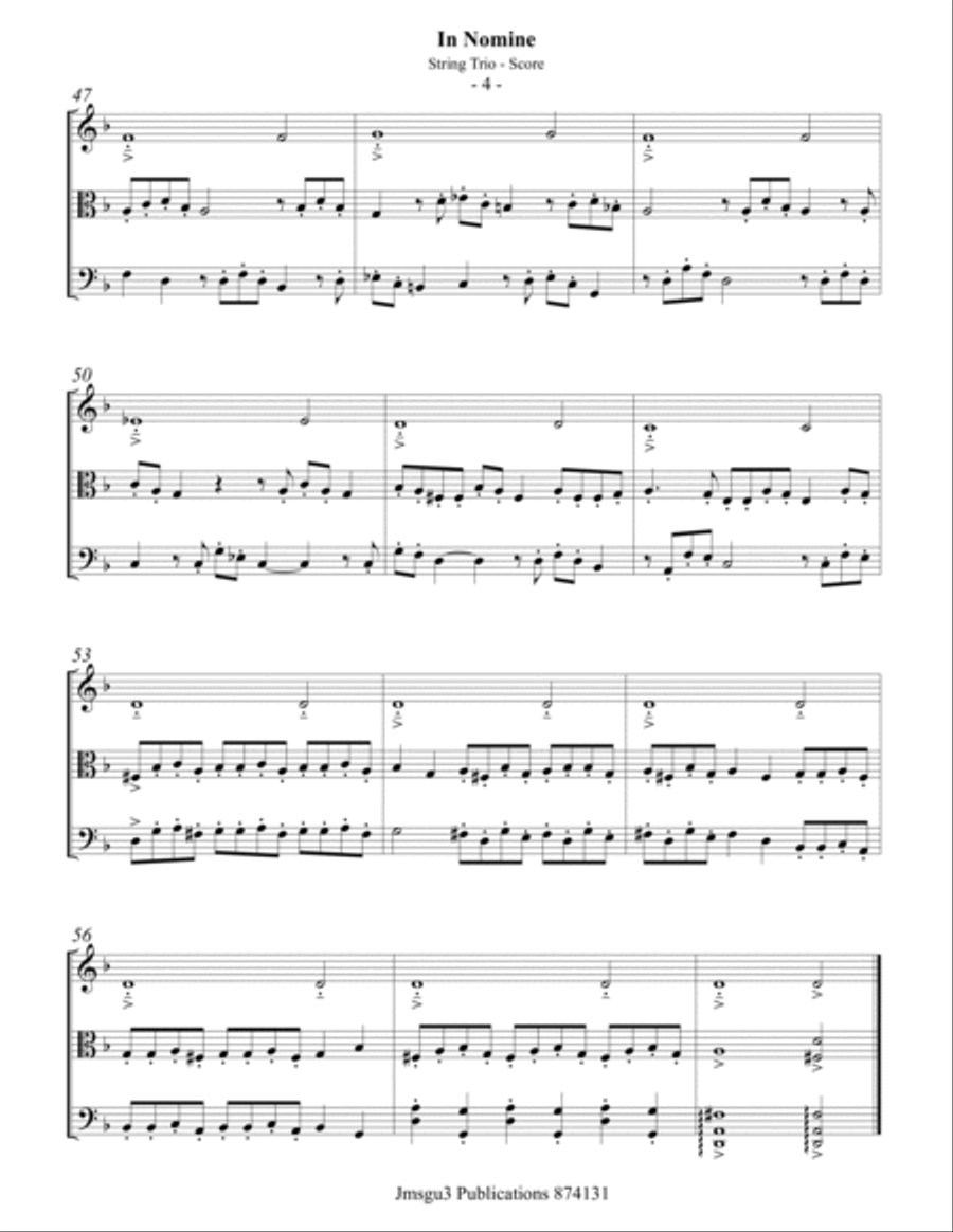 Bull: In Nomine for String Trio String Trio scores gallery preview page 4