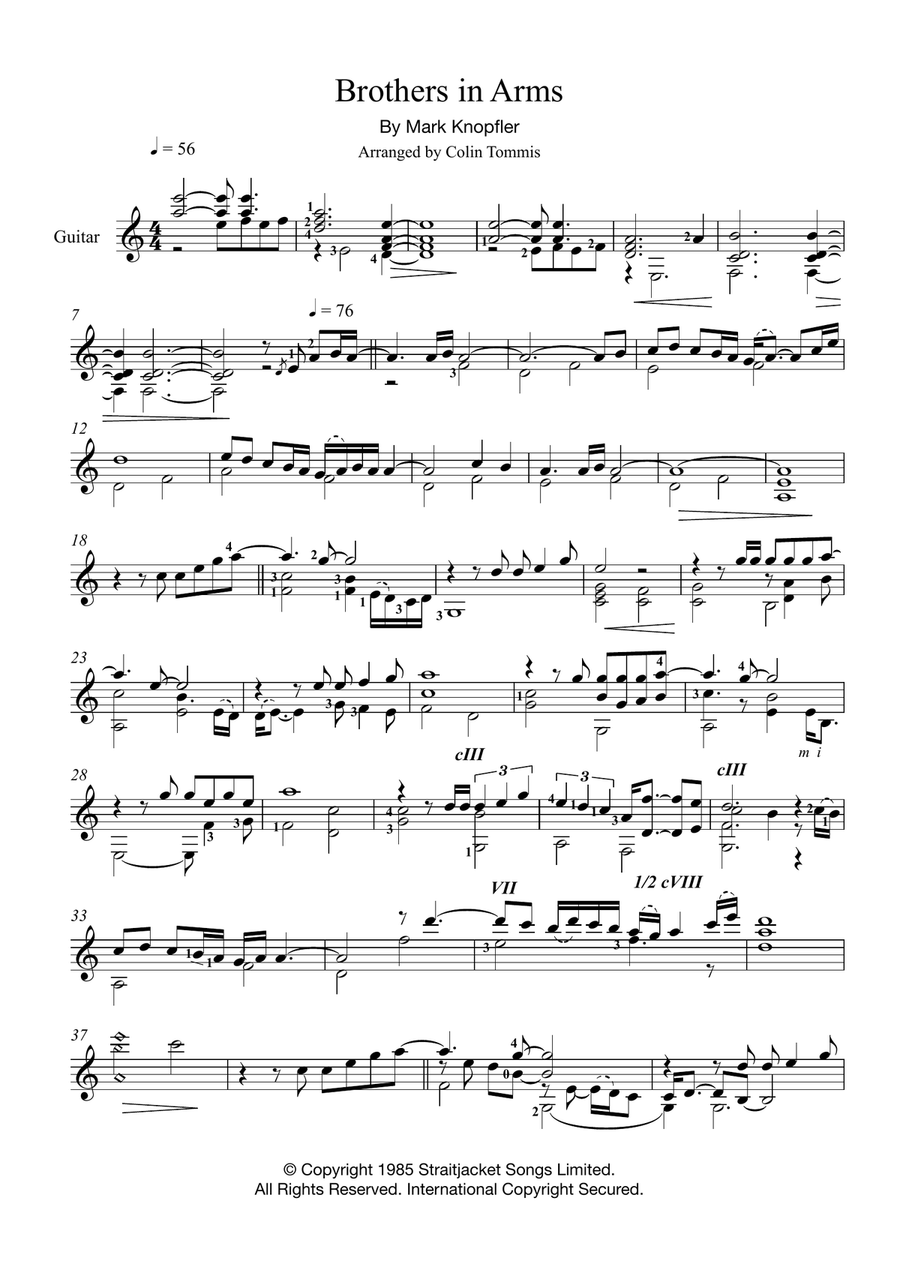 Brothers In Arms Acoustic Guitar scores gallery preview page 1