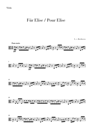 Book cover for Pour Elise (Für Elise) for Viola