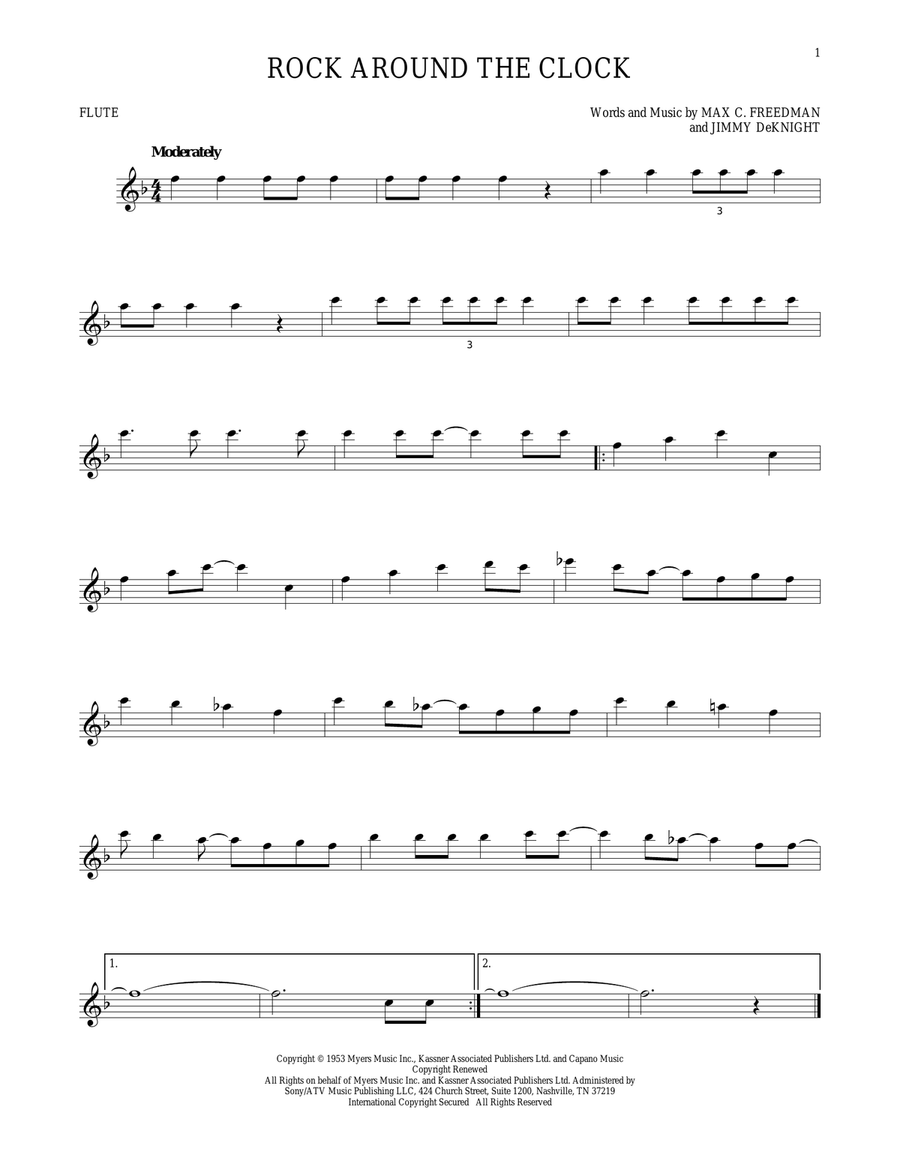 Rock Around The Clock Flute Solo scores gallery preview page 1