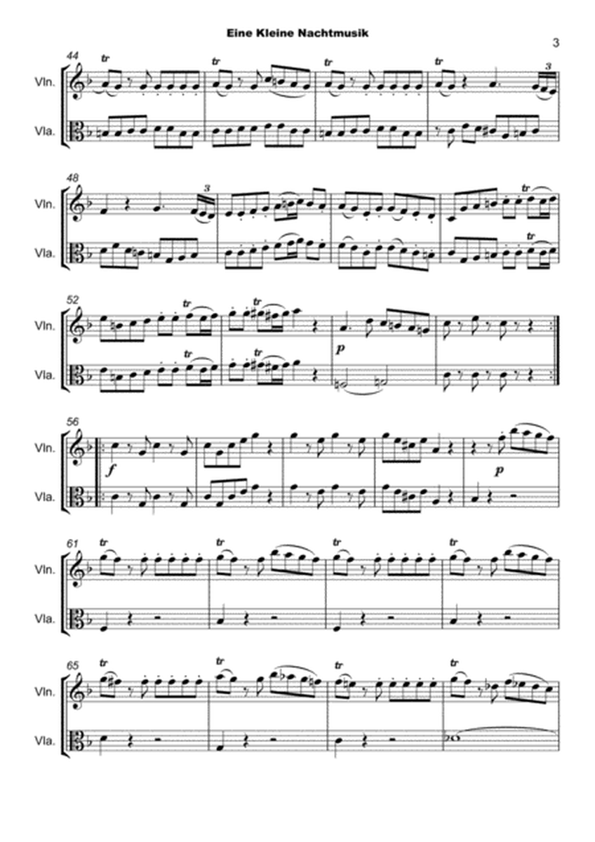 Eine Kleine Nachtmusik, Allegro, by W A Mozart. Violin and Viola Duet image number null