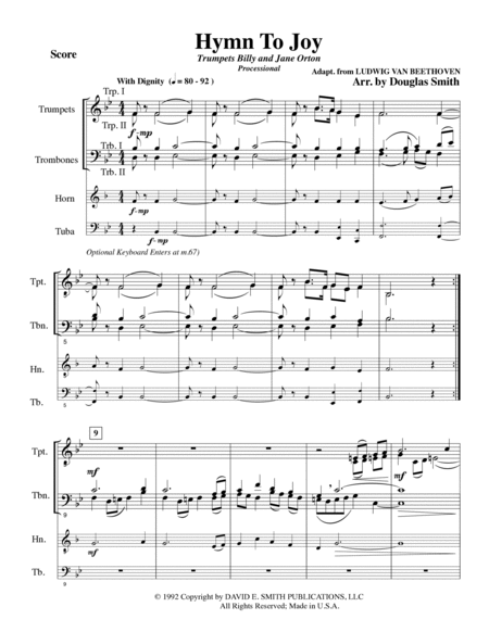 Hymn To Joy (opt organ)