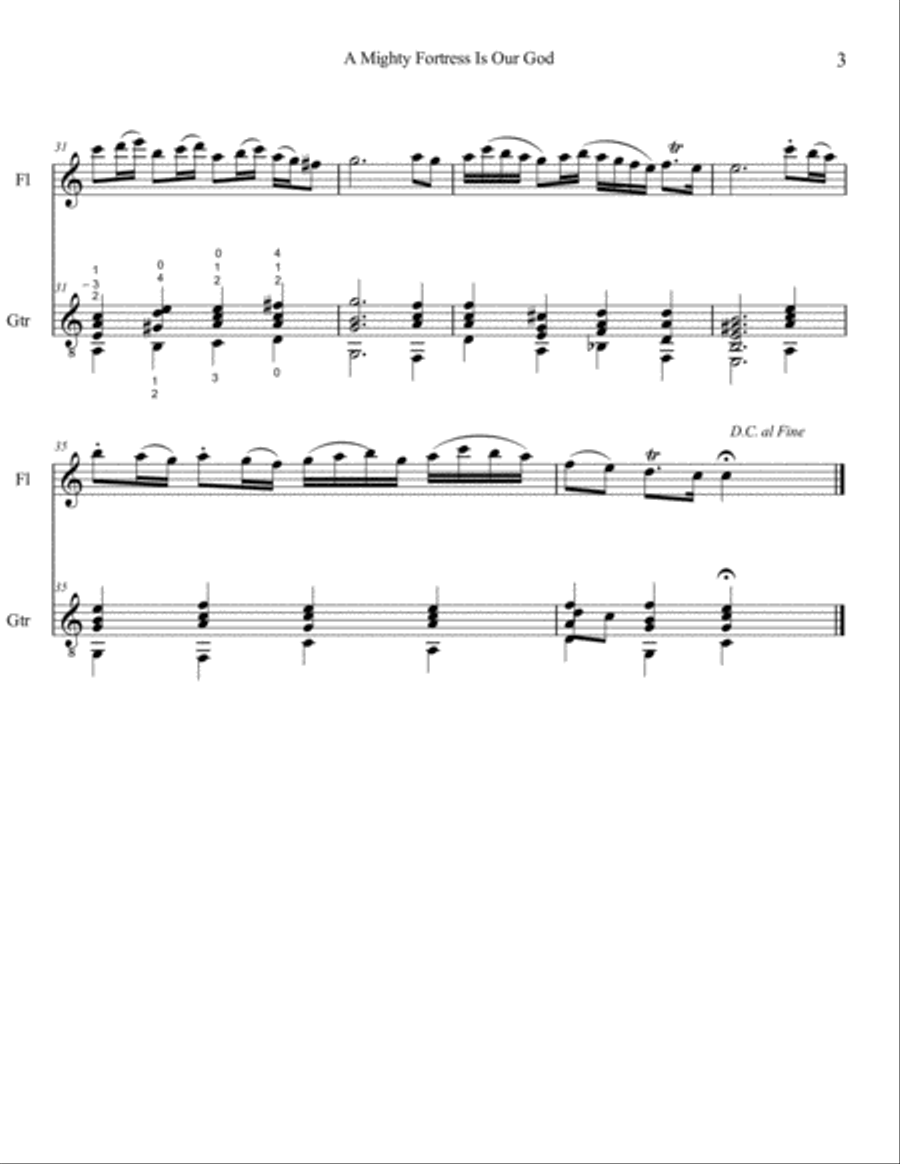 A Mighty Fortress is Our God - Duet for Flute and Guitar Small Ensemble scores gallery preview page 3
