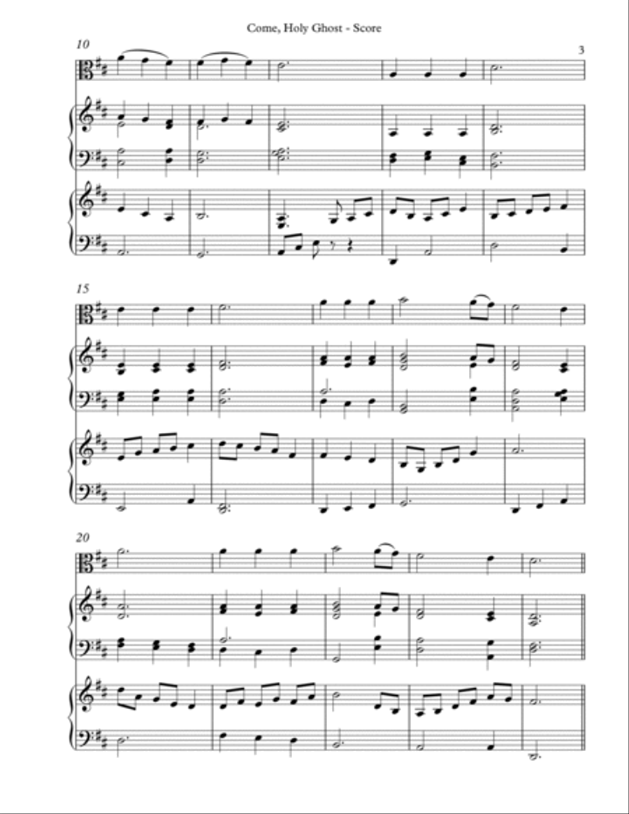 Come, Holy Ghost, Trio for Viola, Harp, Piano Pedal Harp scores gallery preview page 3