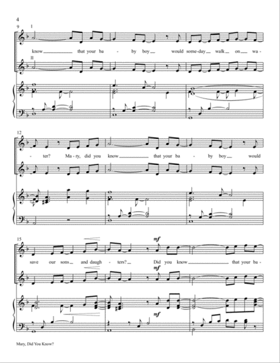 Mary, Did You Know? High Voice scores gallery preview page 4