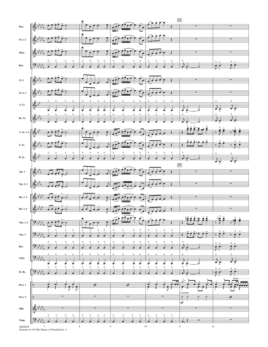 Summer Of '69 (The Music Of Woodstock) - Full Score Concert Band scores gallery preview page 3